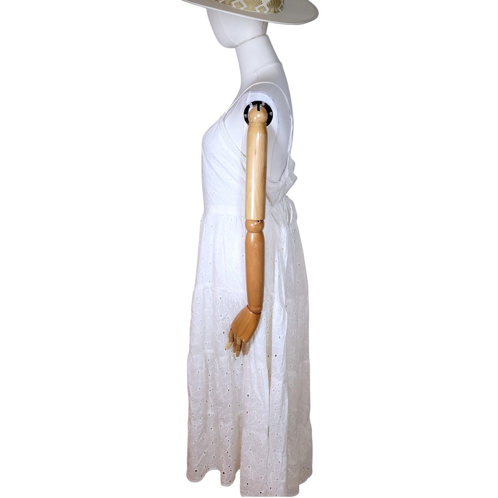 Patrons of Peace White Eyelet Cotton Maxi Dress Cottagecore Sundress Size L - Picture 5 of 9